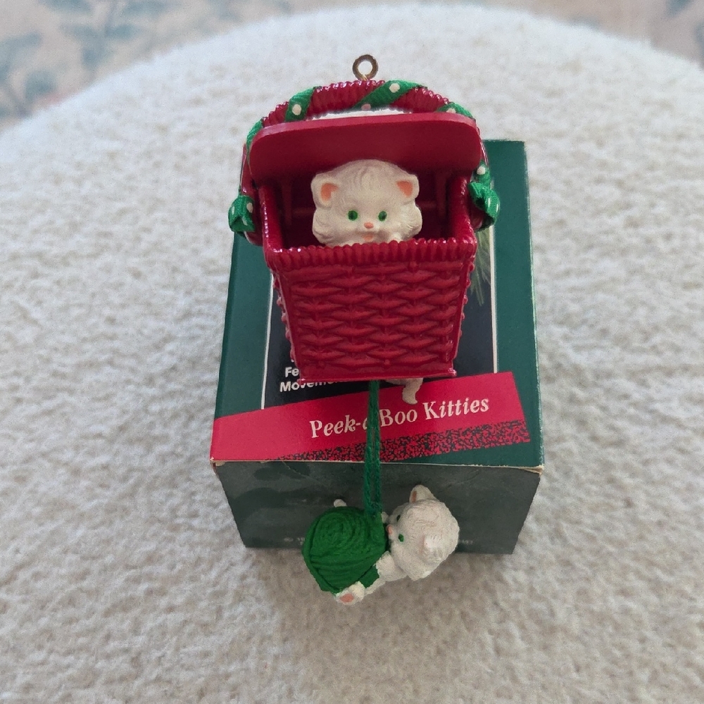 Vintage Hallmark Peek-a-Boo Kitties Ornament - 1988